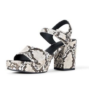 Women's Snakeskin Block Heel Sandals